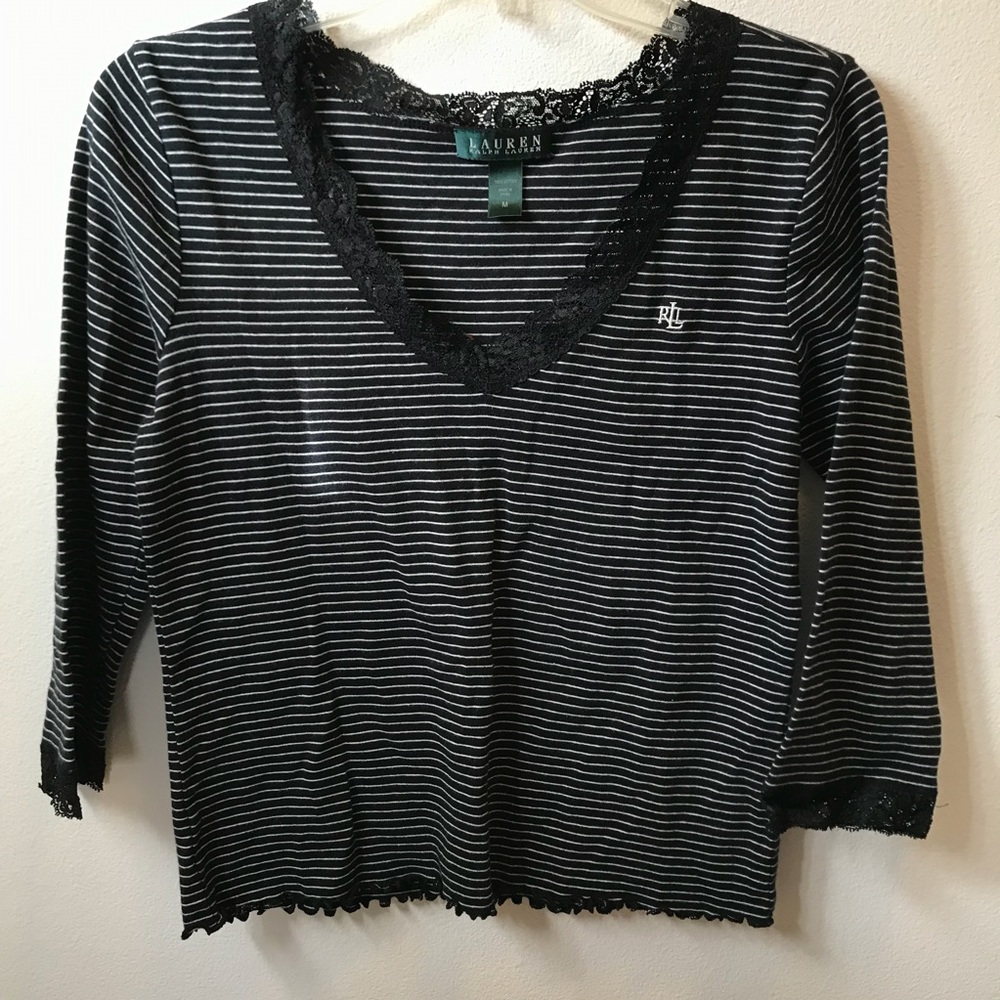 Ralph Lauren black and white long sleeve shirt